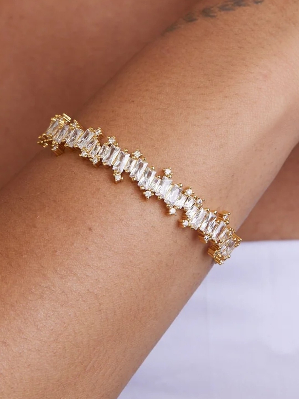 Khoi RAEL Bangle Gold Crystal Baguette  Bracelet - Women's Jewelry